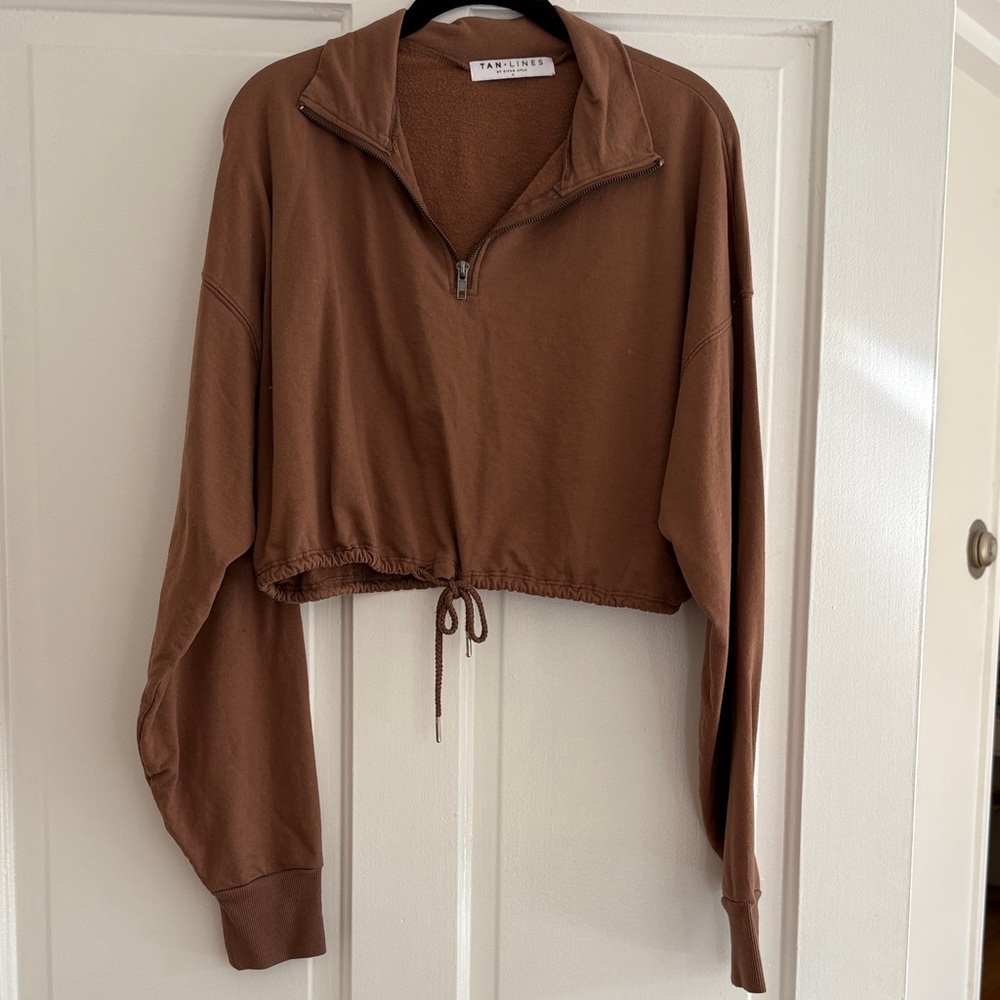Tan Lines by Sivan Ayla Brown Cropped Sweatshirt